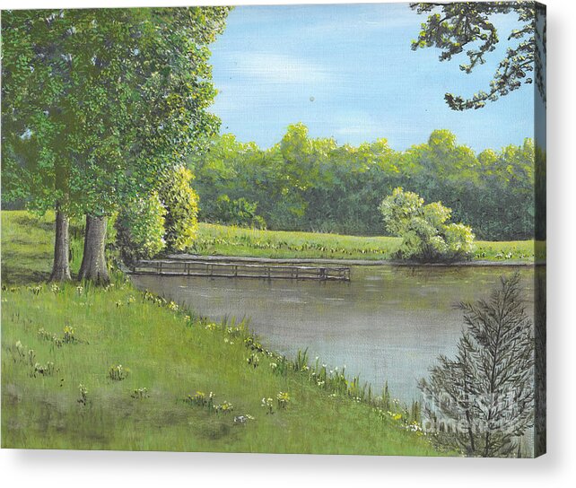  Acrylic Print featuring the painting Farm Pond by J L Collins