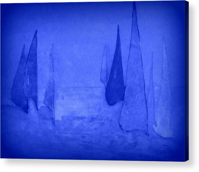 Blue Acrylic Print featuring the painting I Am Sailing 2 by VIVA Anderson