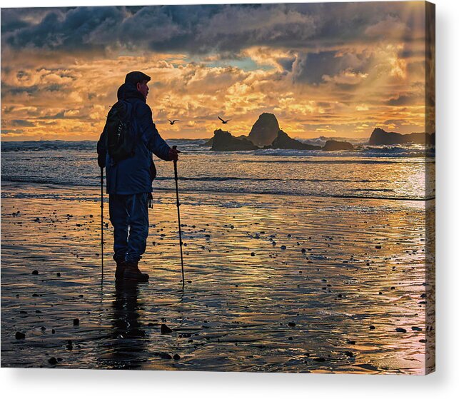 Sunset Acrylic Print featuring the photograph Sunset Walk 2 by Thomas Hall