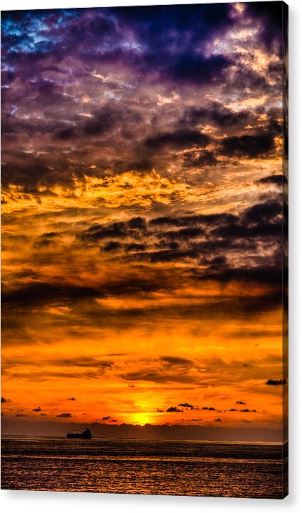 Manzanillo Bay Acrylic Print featuring the photograph Into the Sunset by Tommy Farnsworth