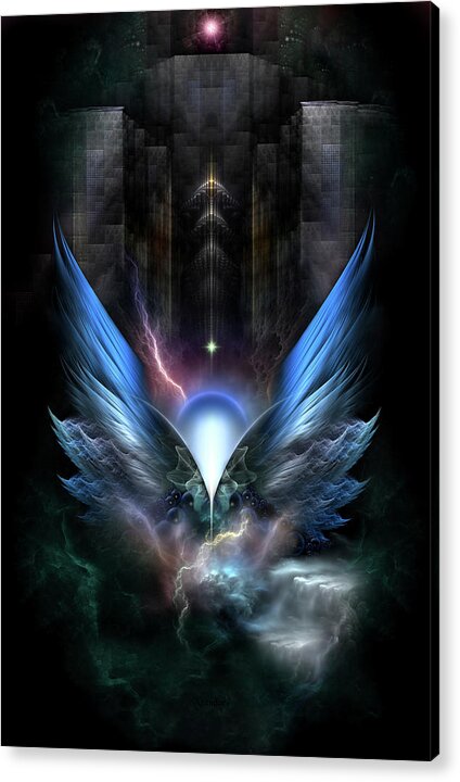 Wings Acrylic Print featuring the digital art Wings Of Light Fractal Composition by Rolando Burbon