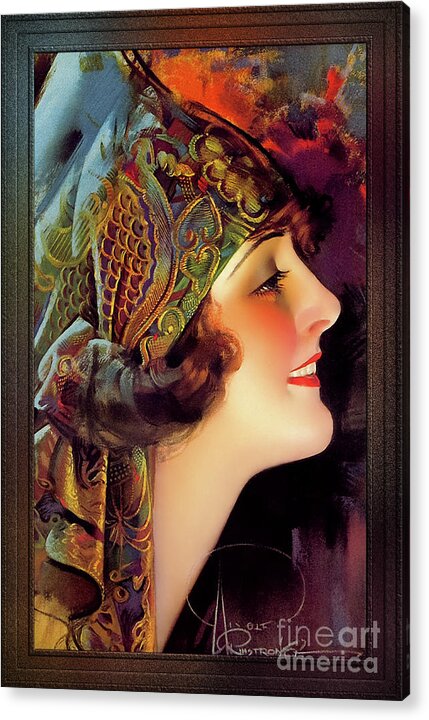 Martha Mansfield Acrylic Print featuring the painting Portrait Of Martha Mansfield by Rolf Armstrong Vintage Xzendor7 Old Masters Art Reproductions by Rolando Burbon
