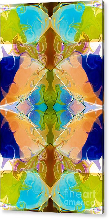16x9 Acrylic Print featuring the digital art Blue Green Abstract Algea Patterned Artwork by Omaste WItkowski by Omaste Witkowski