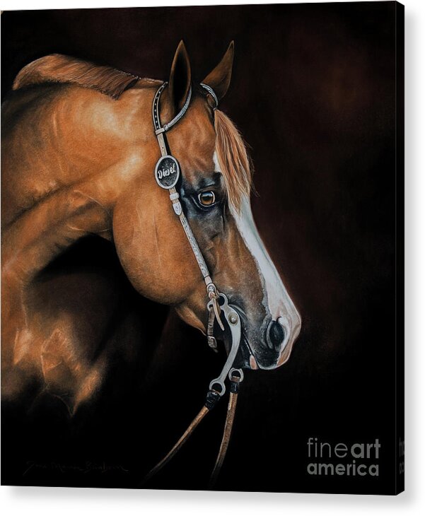 Equine Art Acrylic Print featuring the pastel Diesel by Joni Beinborn