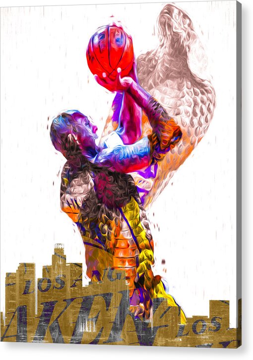 Kobe Acrylic Print featuring the photograph Kobe Bryant Los Angeles Lakers Digital Painting Snake 1 by David Haskett II