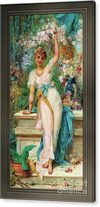 Allegory Of Spring Acrylic Print featuring the painting Allegory Of Spring by Joseph Bernard by Rolando Burbon