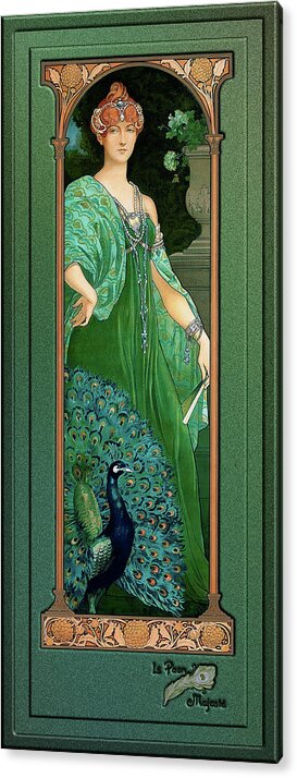 The Majestic Peacock Acrylic Print featuring the painting The Majestic Peacock by Elisabeth Sonrel by Rolando Burbon