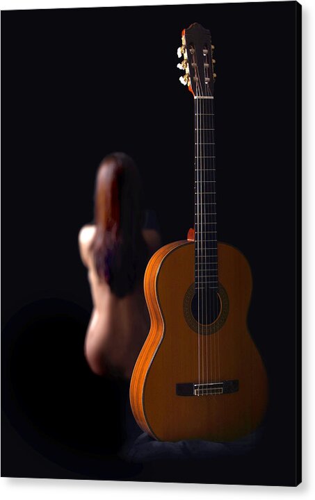 Nude Acrylic Print featuring the photograph Lady and Guitar by Dario Impini