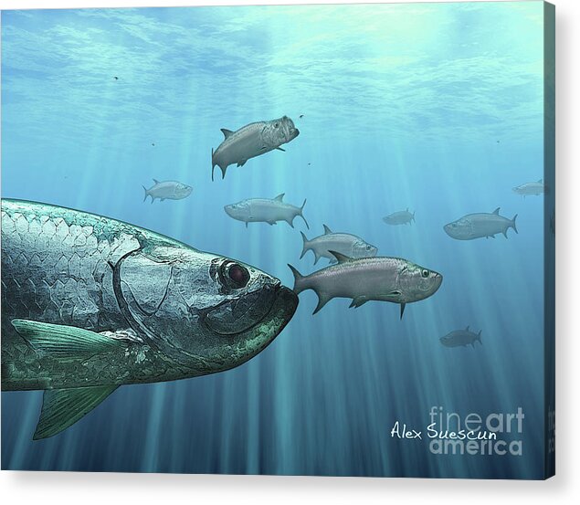 Bonefish Acrylic Print featuring the painting Full Moon Platoon by Alex Suescun