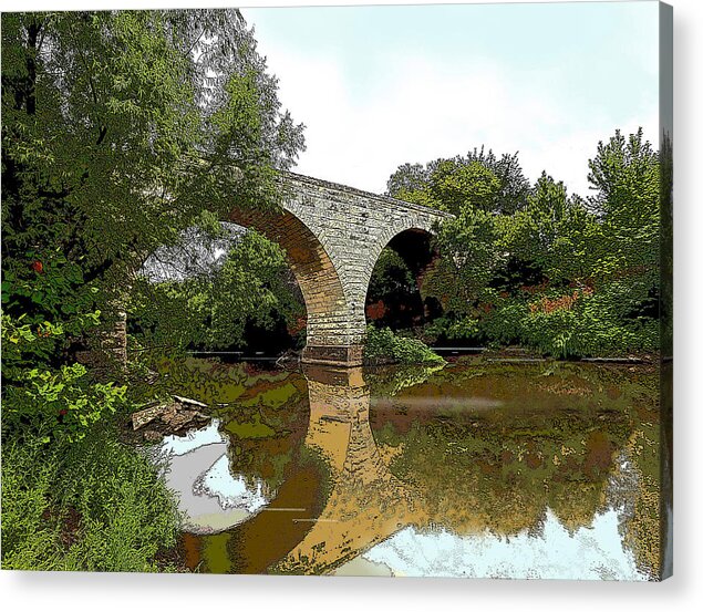 Bridge - Landscape - Realistic - Abandoned Acrylic Print featuring the photograph Old Stone Bridge by Brooke Lyman