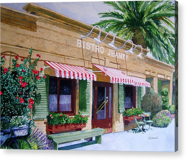 Bistro Jeanty Acrylic Print featuring the painting Bistro Jeanty Napa Valley by Gail Chandler