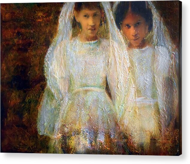  Acrylic Print featuring the mixed media In and Out of Time - First Holy Communion by Cora Marshall