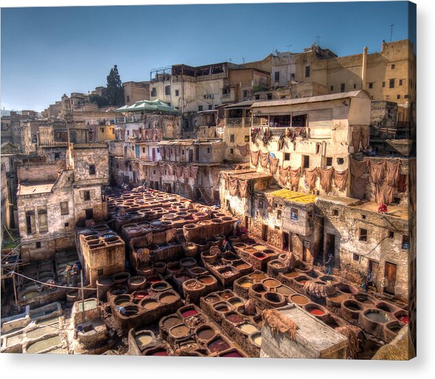 Fes Acrylic Print featuring the photograph Leather tanneries of Fes - 5 by Claudio Maioli