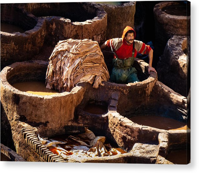 Fes Acrylic Print featuring the photograph Leather tanneries of Fes - 11 by Claudio Maioli