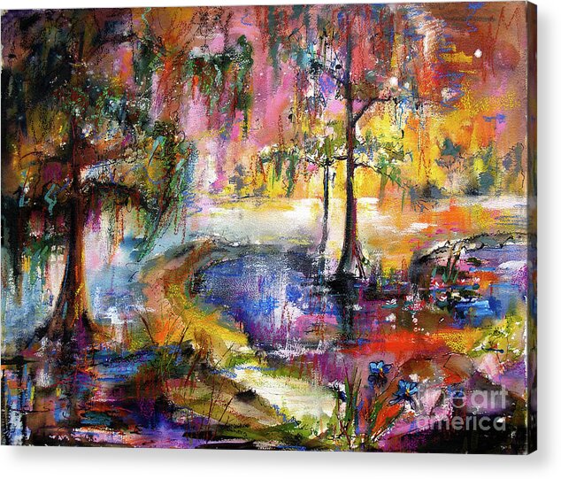 Landscape Acrylic Print featuring the painting Magical Wetland Landscape by Ginette Callaway