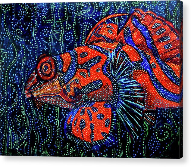 Dreamtime Acrylic Print featuring the painting Dreamtime Mandarin by Cora Marshall