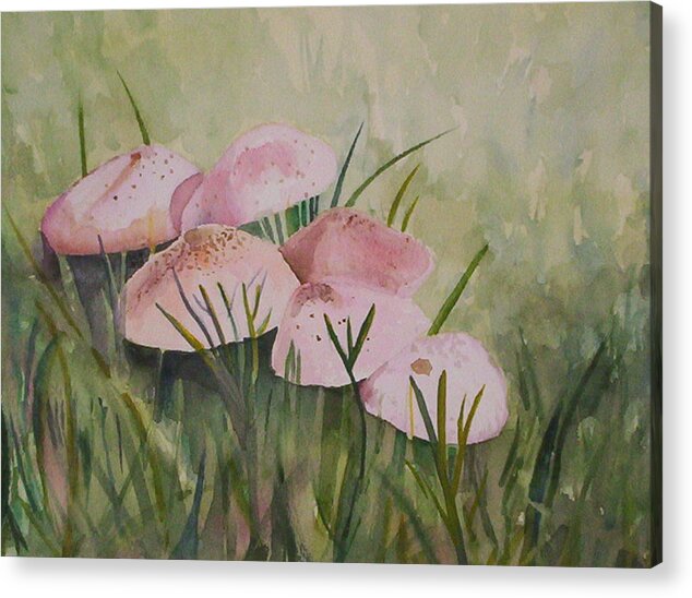Landscape Acrylic Print featuring the painting Mushrooms by Suzanne Udell Levinger