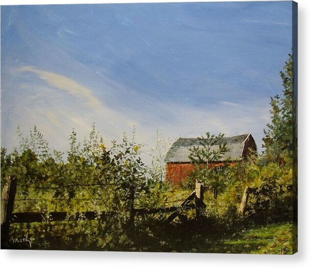 Landscape Acrylic Print featuring the painting October Fence by William Brody