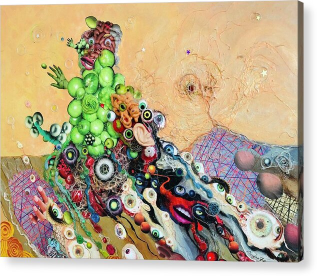 Collage Acrylic Print featuring the mixed media Alien Dog Pile by Douglas Fromm