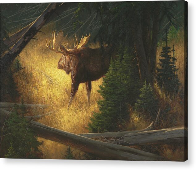 Moose Acrylic Print featuring the painting Box Canyon by Greg Beecham