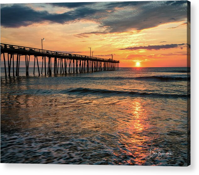 Sunrise Acrylic Print featuring the photograph Nags Head Pier Sunrise 0554 by Dan Beauvais