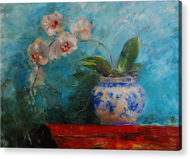 Oriental Art Acrylic Print featuring the painting Lindstrom Vase Detail by Ann Bailey