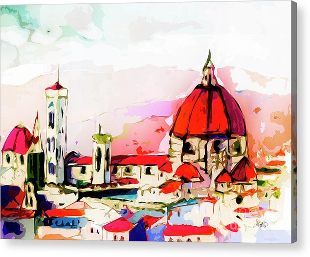 Italy Acrylic Print featuring the painting Modern Florence Mixed Media Art by Ginette Callaway