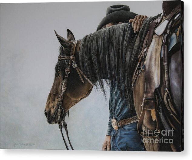 Cowboy Acrylic Print featuring the pastel The Bond by Joni Beinborn