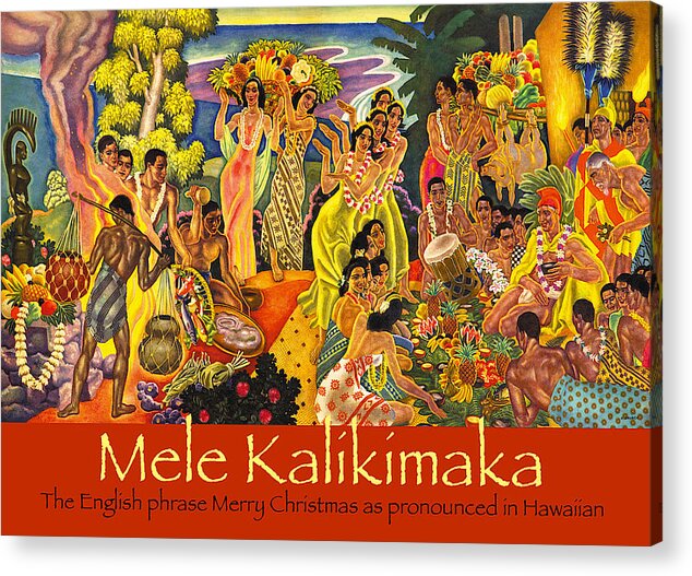 Mele Kalikimaka Acrylic Print featuring the painting Mele Kalikimaka #3 by James Temple