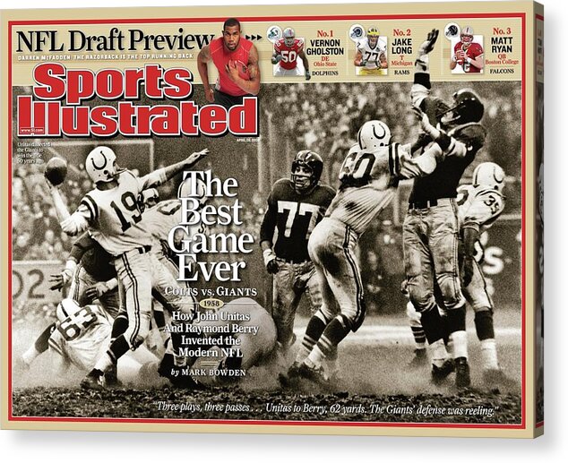 Magazine Cover Acrylic Print featuring the photograph The Best Game Ever 1958 Colts Vs. Giants Sports Illustrated Cover by Sports Illustrated