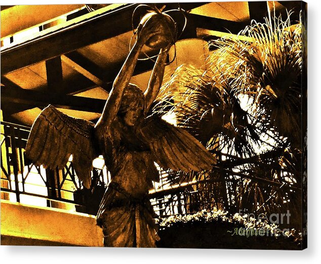 Golden Acrylic Print featuring the photograph Angel with the Golden Disposition by Aberjhani