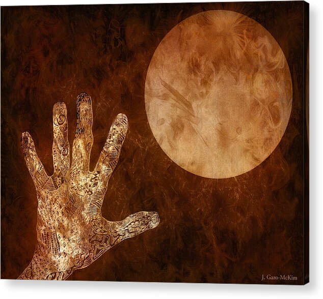 Abstract Acrylic Print featuring the mixed media Under a Copper Moon by Jo-Anne Gazo-McKim
