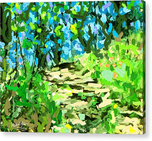 Landscape Acrylic Print featuring the painting Spring Wood Path by Michael A Klein