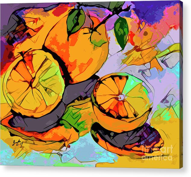Food Acrylic Print featuring the mixed media Abstract Oranges Modern Food Art by Ginette Callaway