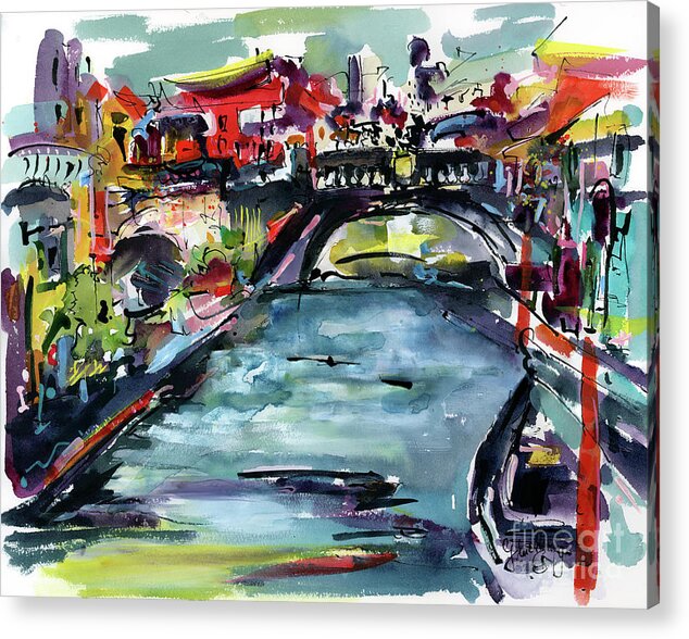 Venice Acrylic Print featuring the painting Abstract Somewhere In Venice by Ginette Callaway