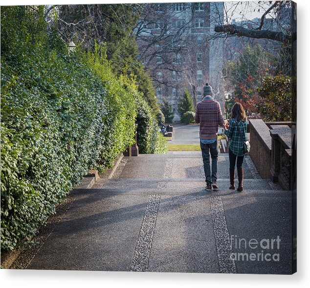 Couple Acrylic Print featuring the photograph A stroll in a park by Agnes Caruso