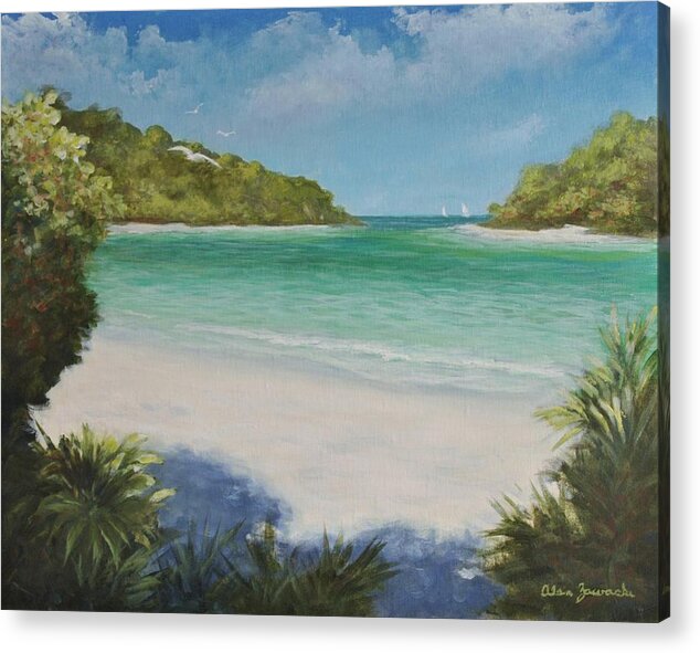 Tropical Beach Acrylic Print featuring the painting Tropical Lagoon by Alan Zawacki