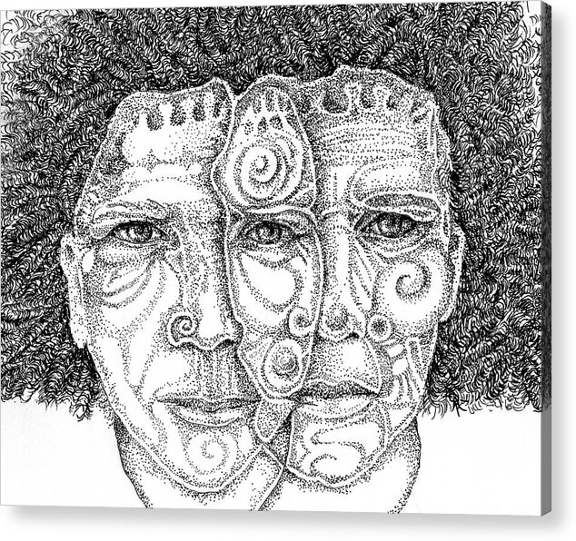 Acrylic Print featuring the drawing Two Heads Art Better Than One by Cora Marshall