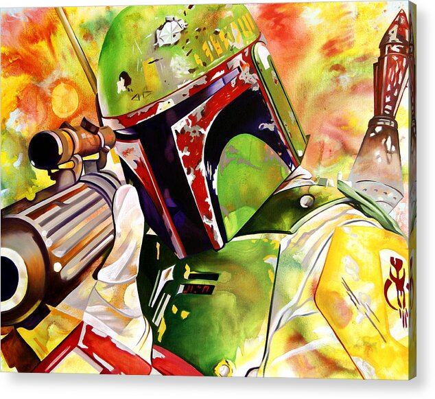 Star Wars Acrylic Print featuring the painting Boba Fett by Joshua Morton