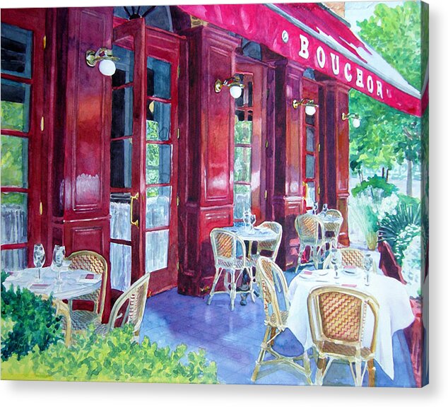 Cityscape Landscape Architecture Wine Country San Francisco Acrylic Print featuring the painting Bouchon Restaurant Outside Dining by Gail Chandler