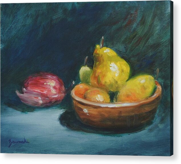 Still Life Painting Acrylic Print featuring the painting Bowl of Fruit by Alan Zawacki by Alan Zawacki