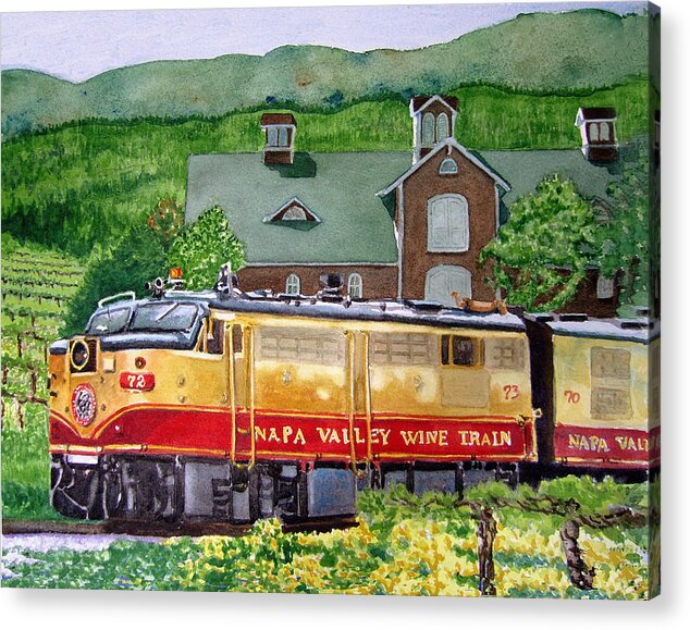 Napa Valley Wine Train Acrylic Print featuring the painting Napa Wine Train by Gail Chandler