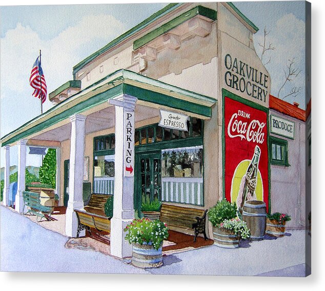 Cityscape Acrylic Print featuring the painting Oakville Grocery by Gail Chandler