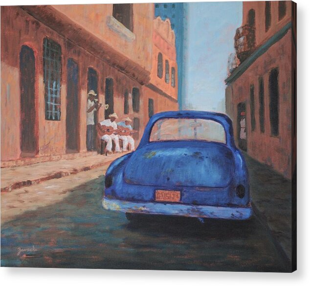 Cuban Art Acrylic Print featuring the painting Havana Blues by Alan Zawacki