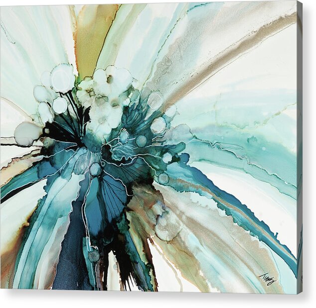 Navy Acrylic Print featuring the painting Navy Bloom by Julie Tibus