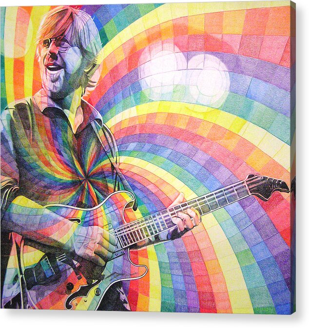 Phish Acrylic Print featuring the drawing Trey Anastasio Rainbow by Joshua Morton