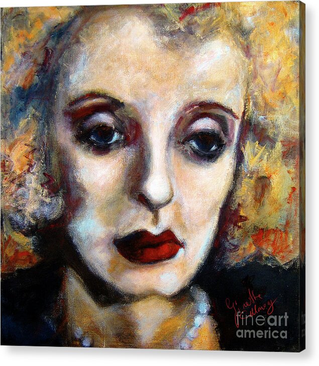 Bette Davis Acrylic Print featuring the painting Classic Hollywood Movie Stars Bette Davis by Ginette Callaway