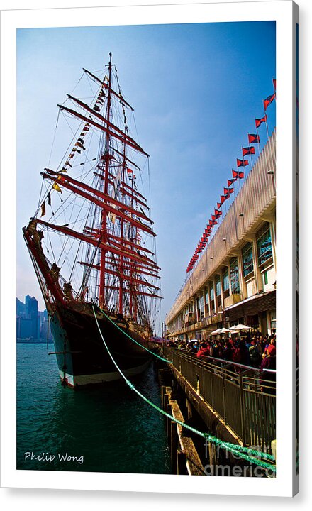 Blue Acrylic Print featuring the mixed media Big Ship by Philip HP Wong