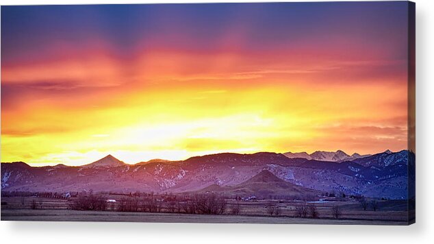 Winter Acrylic Print featuring the photograph Boulder County Haystack Rocky Mountain Sunset #1 by James BO Insogna