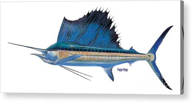 Sailfish Acrylic Print featuring the painting Sailfish #2 by Carey Chen